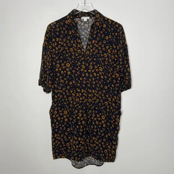 Whistles Lola Cheetah Print Shirt Dress Small Black Brown Animal Print Neutral - Picture 5 of 15